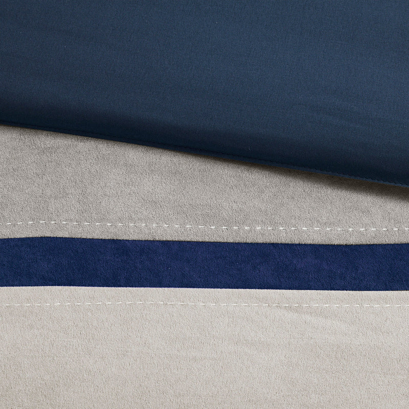 7 Piece Faux Suede Comforter Set Blue Queen