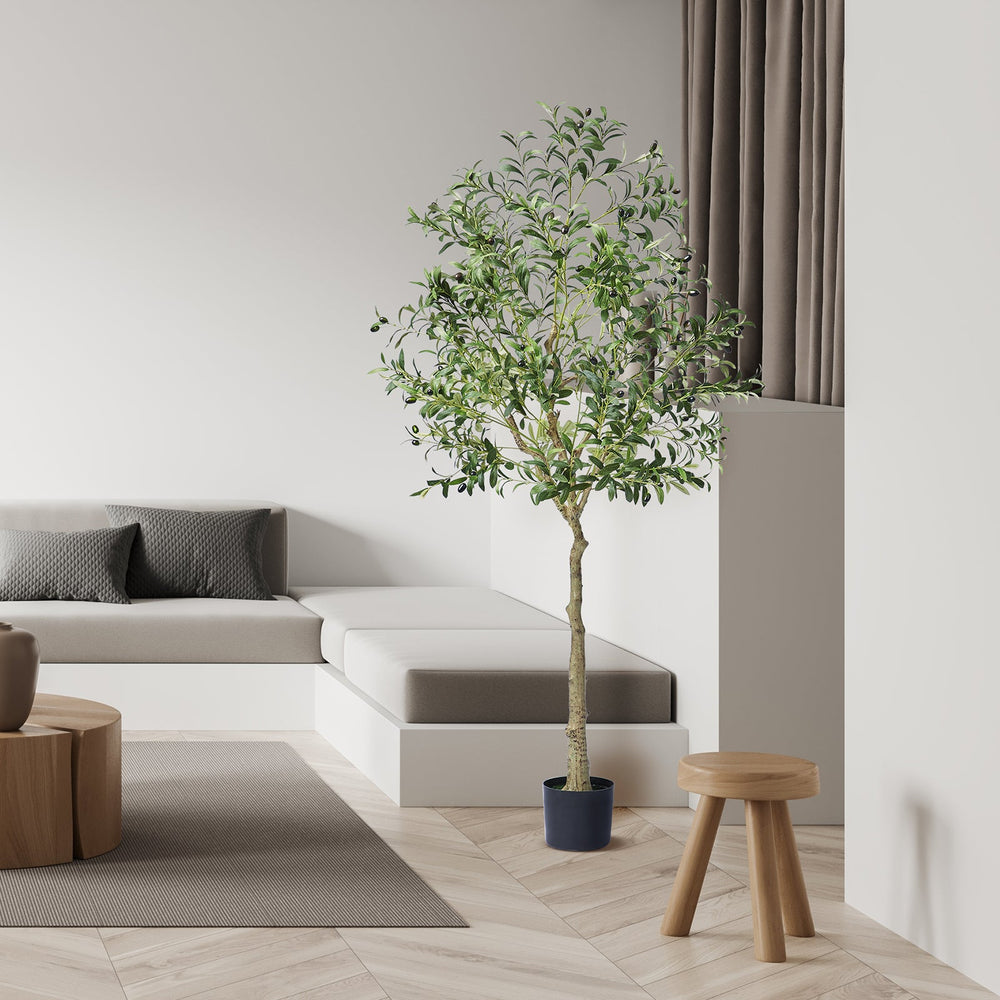 Artificial Olive Tree, 6 FT Tall Faux Plant, Secure PE Material & Anti-Tip Tilt Protection Low-Maintenance Plant, Lifelike Green Fake Potted Tree for Home Office Warehouse Decor Indoor Outdoor Media 4
