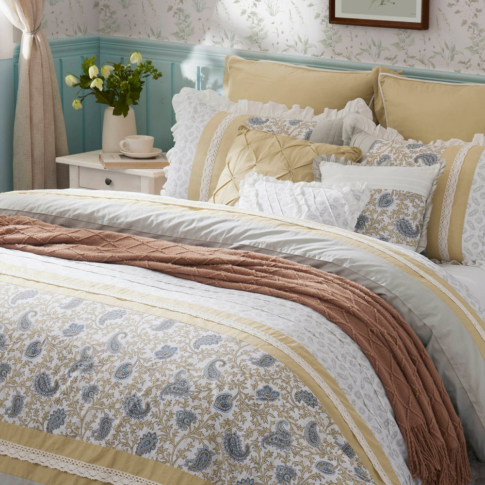 9 Piece Cotton Percale Comforter Set Yellow King Media 9