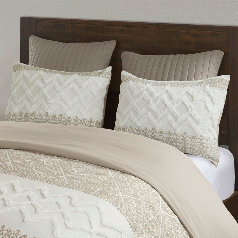 Full/Queen 3 Piece Cotton Duvet Cover Set with Chenille Tufting