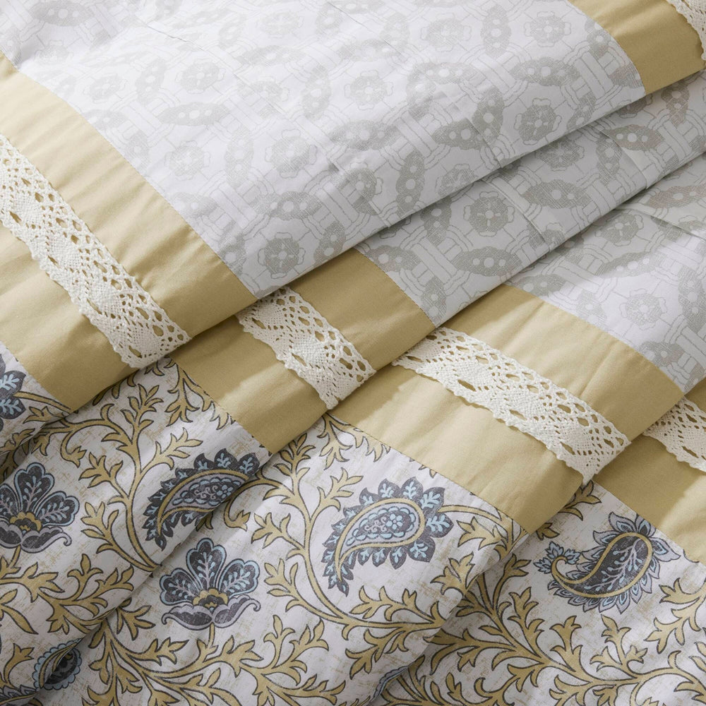 9 Piece Cotton Percale Comforter Set Yellow King Media 6