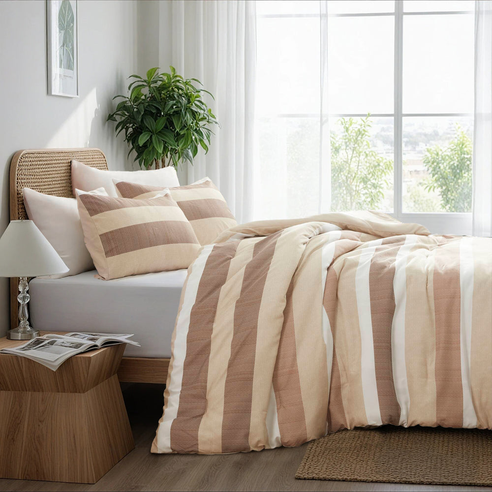 2-Piece Twin/Twin XL Stripe Textured Print Comforter Set,Terracotta Media 5