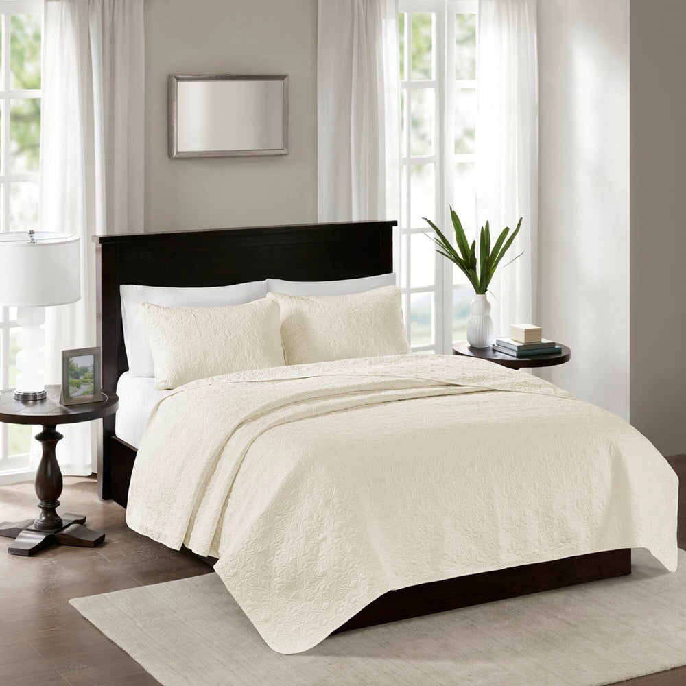 Reversible Quilt Set Cream Full/Queen Media 1