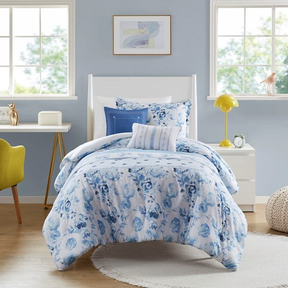 Twin/Twin XL Floral Striped Comforter Set Media 14