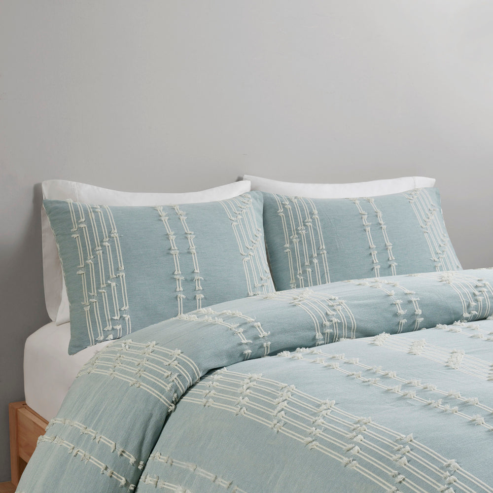 King/Cal King 3 Piece Cotton Jacquard Duvet Cover Set Media 9