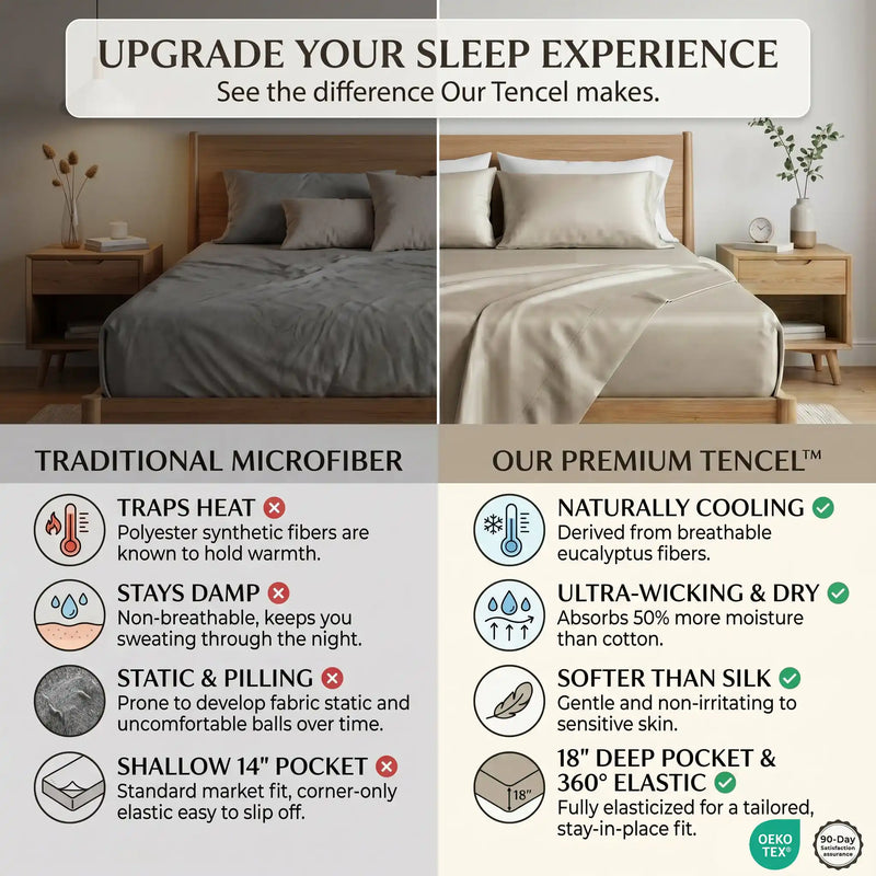 TENCEL Lyocell Sheet Set 4-Piece Moisture-Wicking All-Season Sleep