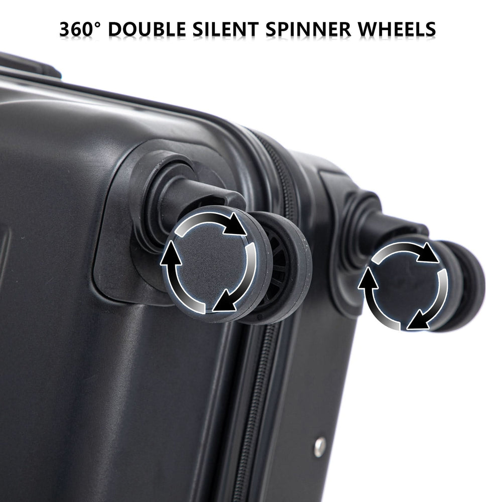 ABS Luggage Set 20 24 28 Inch Spinner Wheels Black Durable 3-Piece & Combination Lock Media 7