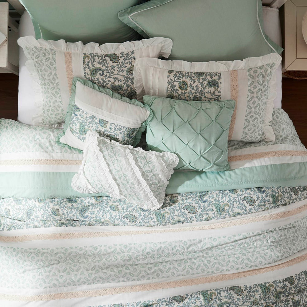 9 Piece Cotton Percale Comforter Set Aqua Cal King Media 7