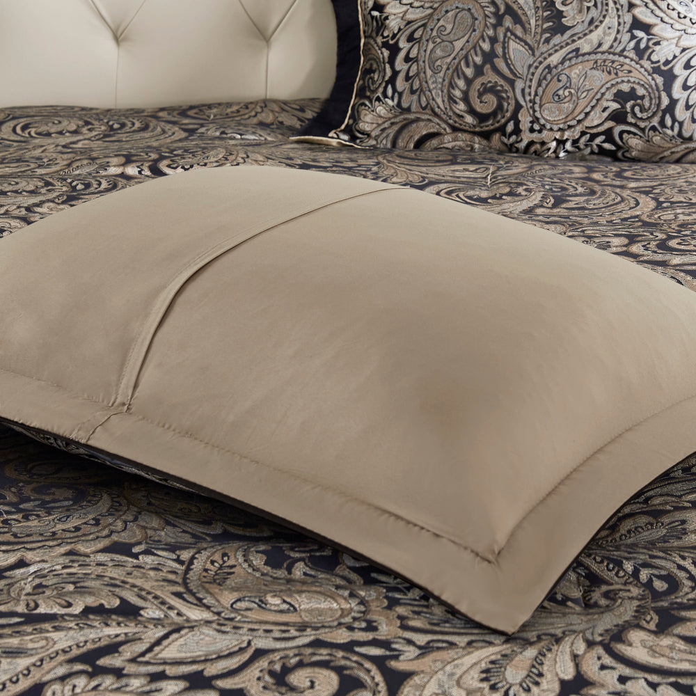 12 Piece Comforter Set with Cotton Bed Sheets Black Queen Media 15