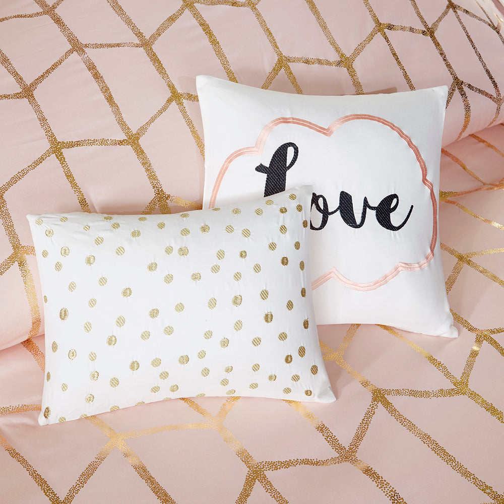 Full/Queen Metallic Printed Comforter Set Media 2