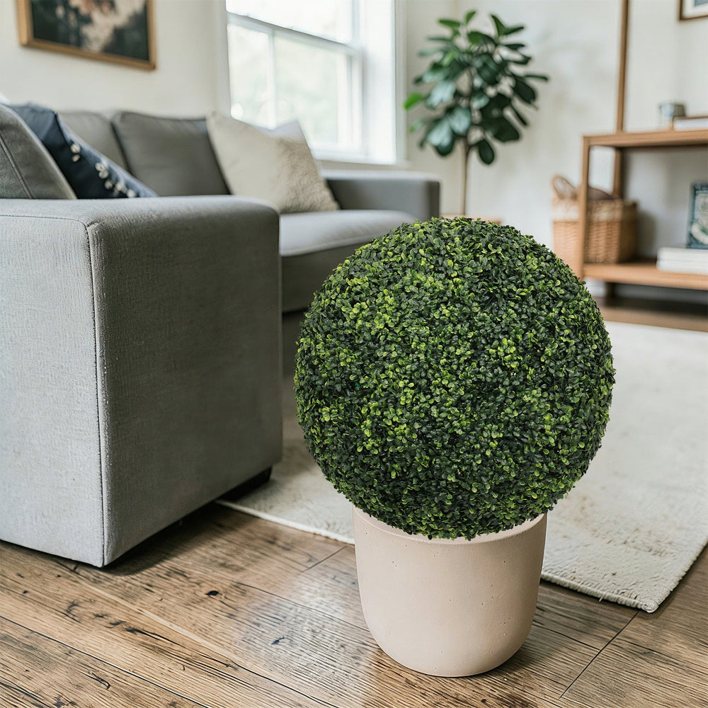22.4IN dark Artificial Topiary Balls Outdoor Faux Boxwood Large Decorative Green Spheres for Garden Front Porch Patio Planter Decoration, 2pcs/set Media 7
