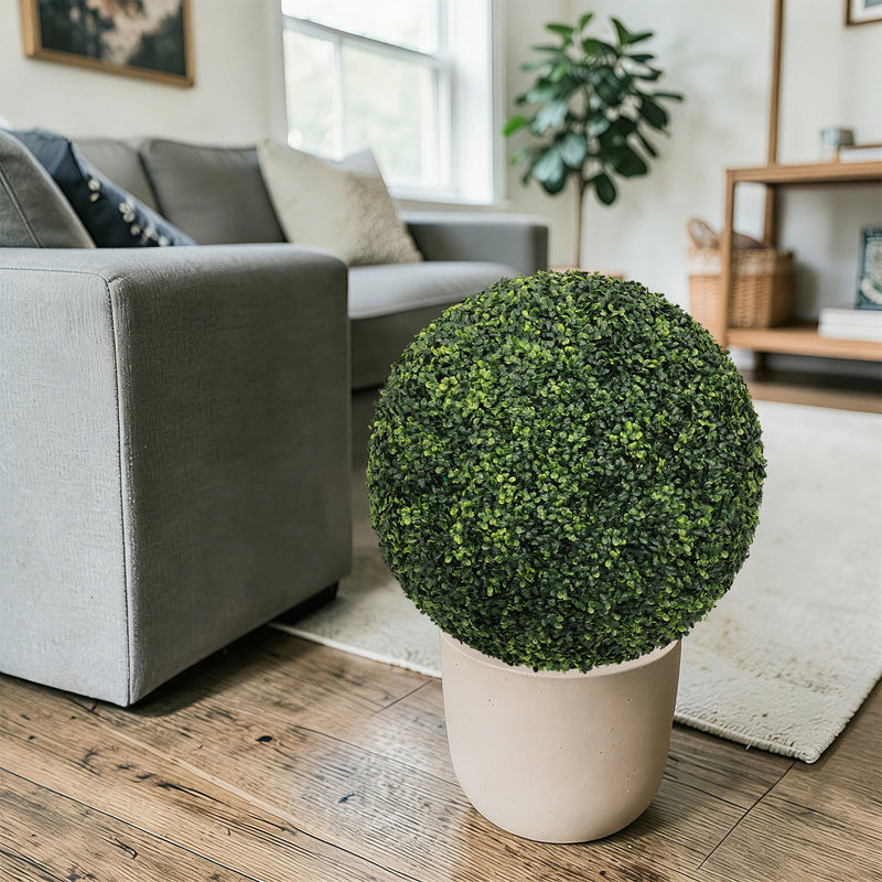 22.4IN dark Artificial Topiary Balls Outdoor Faux Boxwood Large Decorative Green Spheres for Garden Front Porch Patio Planter Decoration, 2pcs/set