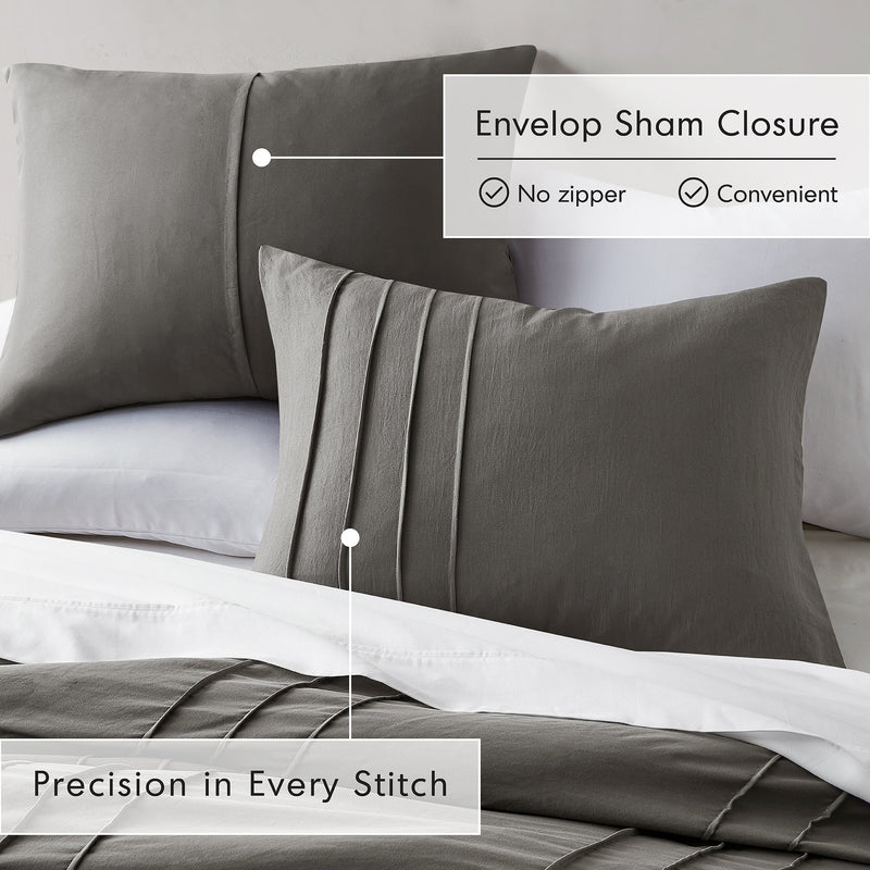 3-Piece Cal King Soft Washed Pleated Comforter Set