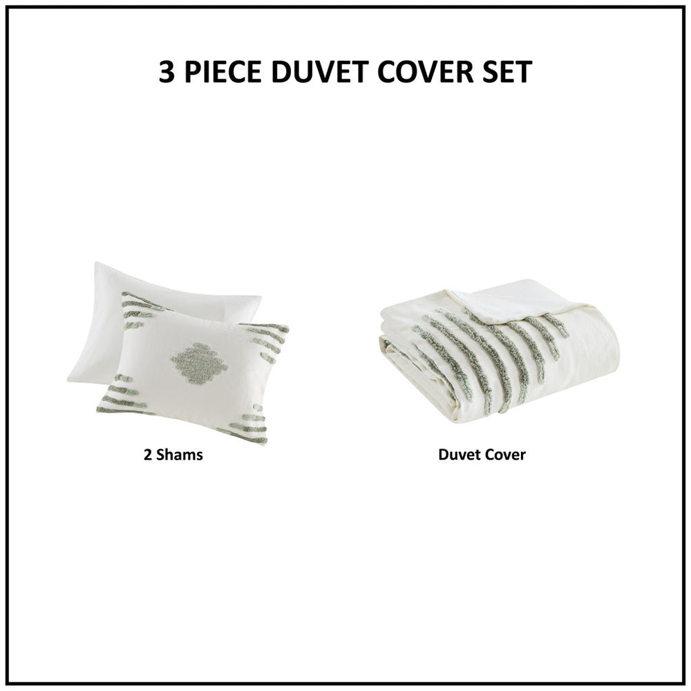 King/Cal King 3 Piece Cotton Blend Chenille Duvet Cover Set Media 14