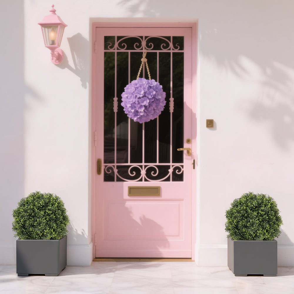 22in Artificial Topiary Boxwood Ball Trees – Faux Evergreen Potted Shrubs for Porch, Patio, Entryway, or Indoor Living Room Decor, 2pcs/set Media 8