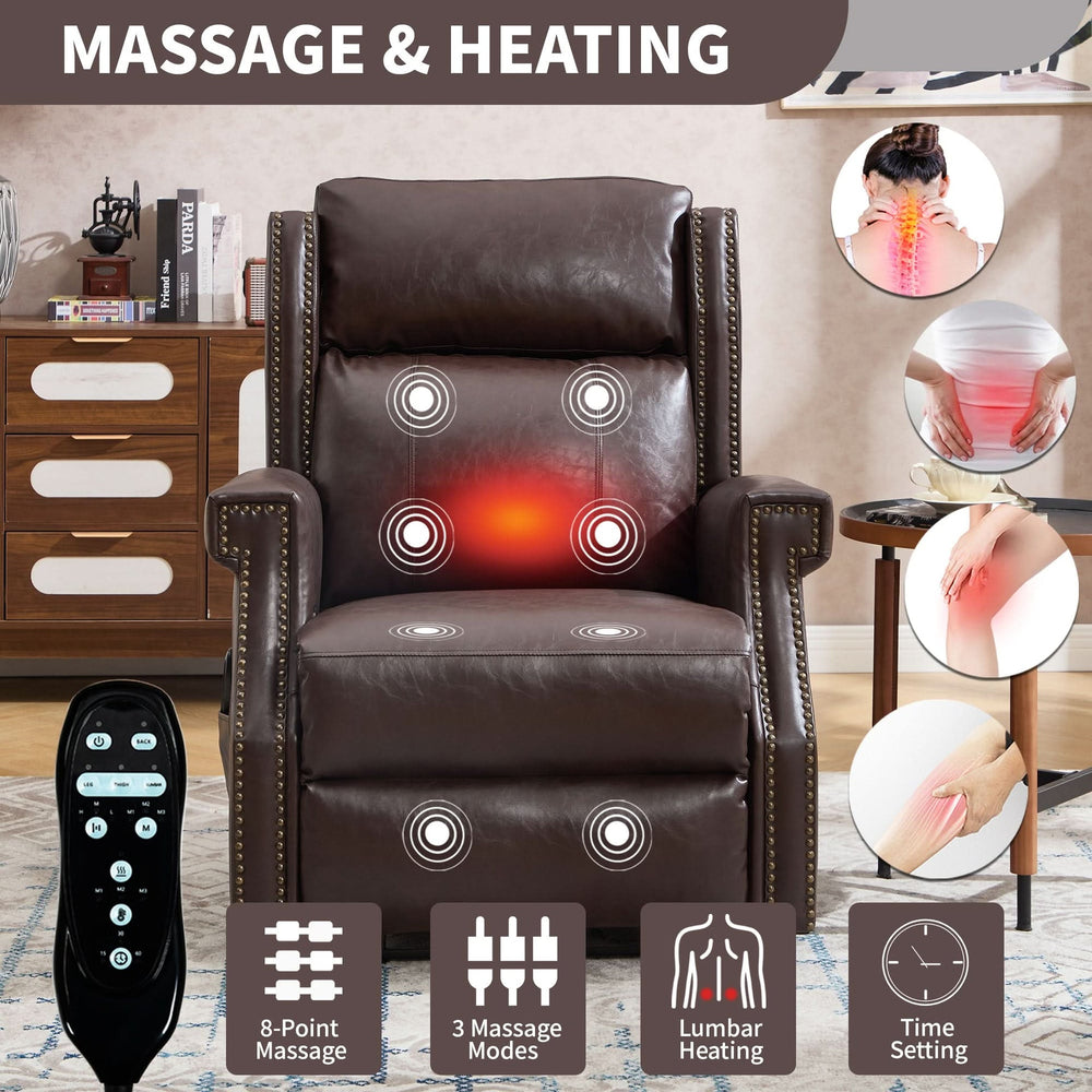 Manual Recliner Chair Faux Leather Massage With 8 Vibrating Nodes & 3 Modes For Living Room Media 5