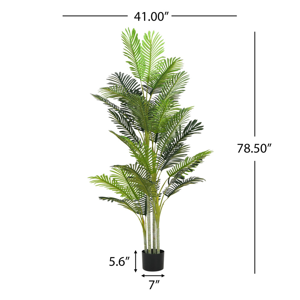 78.5' Artificial Palm Tree with Black Plastic Pot, Set of 2 Media 7