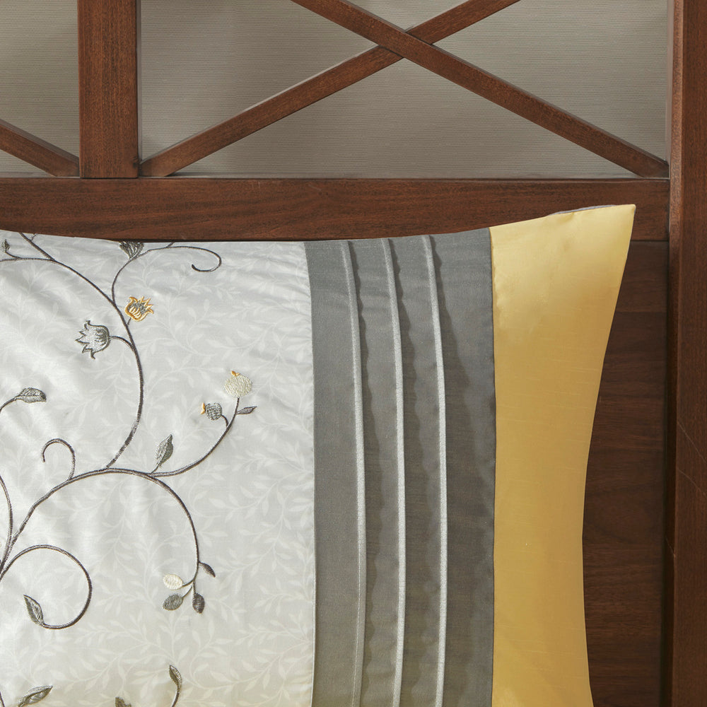 Embroidered 7 Piece Comforter Set Yellow King Media 10