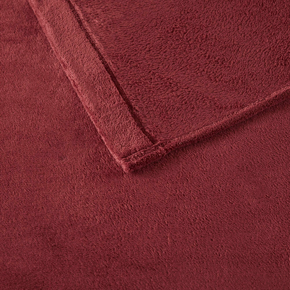 4 PCS Queen Micro Plush Sheet Set Burgundy Media 9