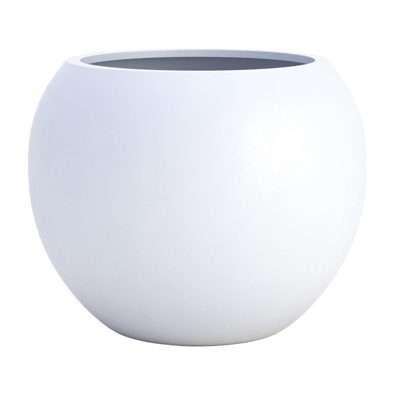 DTY Fiberstone Globe Planter Indoor Outdoor — Lightweight Sphere Ball Pot for Olive Tree, Monstera & Palm | Fiberglass Stone | UV Resistant, Drainage Hole | 2 Coco Mats | Black | 12.6" D × 10" H