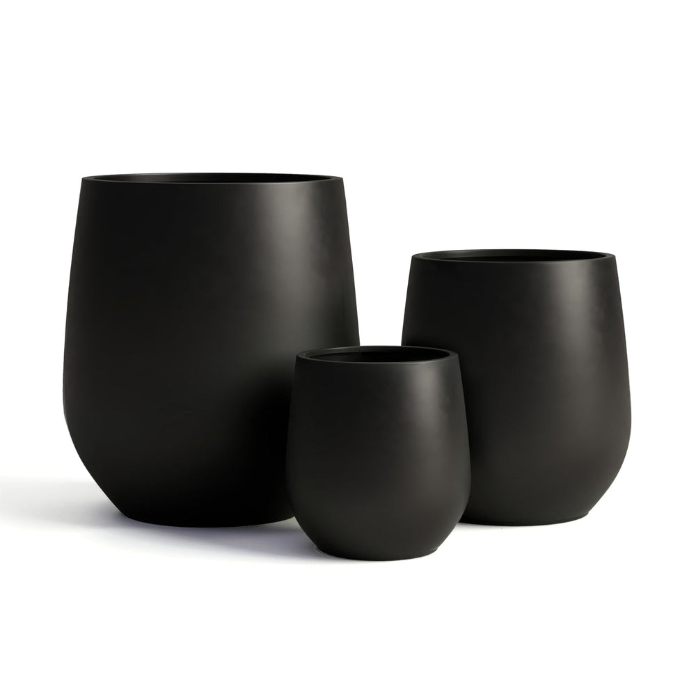 DTY Signature Mount Wilson Modern Indoor Outdoor Fiberstone Tapered Planter, Lightweight, Weather Resistant Garden Pot with Drainage Hole & Rubber Plug (Black, 11'' D x 12'' H) Media 44