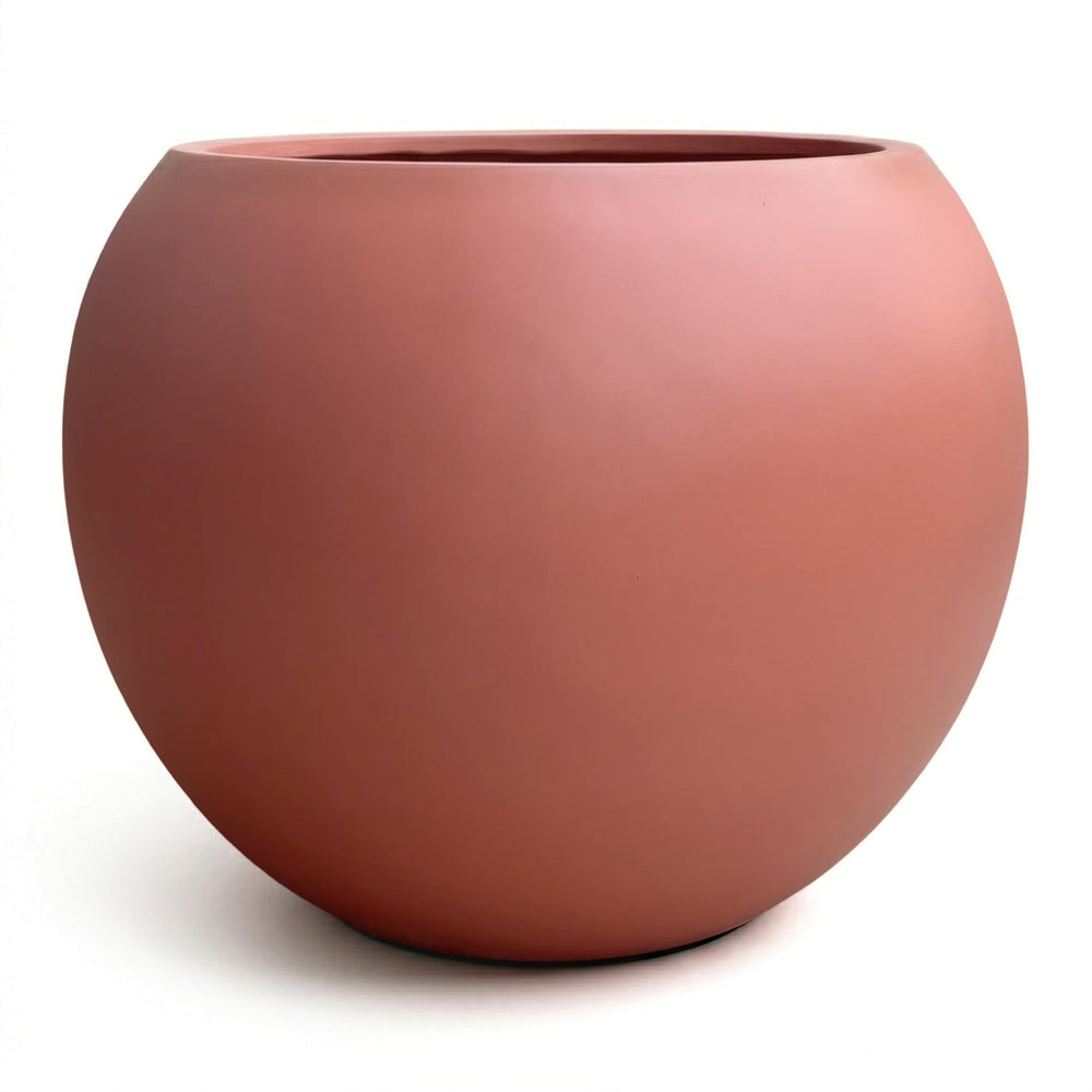 DTY Fiberstone Globe Planter Indoor Outdoor — Lightweight Sphere Ball Pot for Olive Tree, Monstera & Palm | Fiberglass Stone | UV Resistant, Drainage Hole | 2 Coco Mats | Black | 12.6