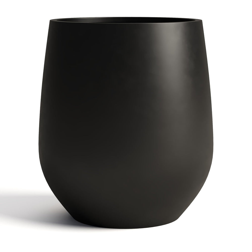 DTY Signature Mount Wilson Modern Indoor Outdoor Fiberstone Tapered Planter, Lightweight, Weather Resistant Garden Pot with Drainage Hole & Rubber Plug (Black, 11'' D x 12'' H) Media 18
