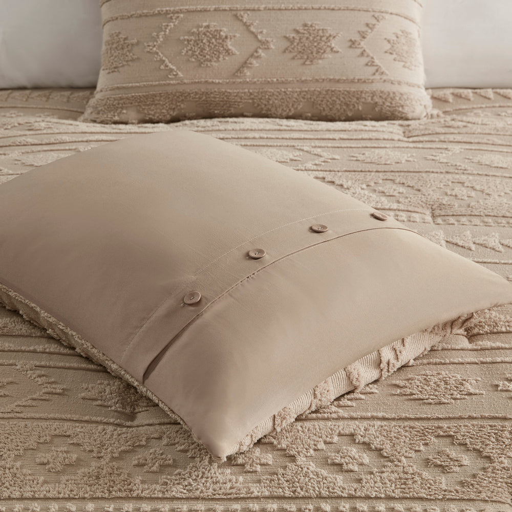 3 PCS King/Cal King Chenille Oversized Comforter Set Tan Media 6