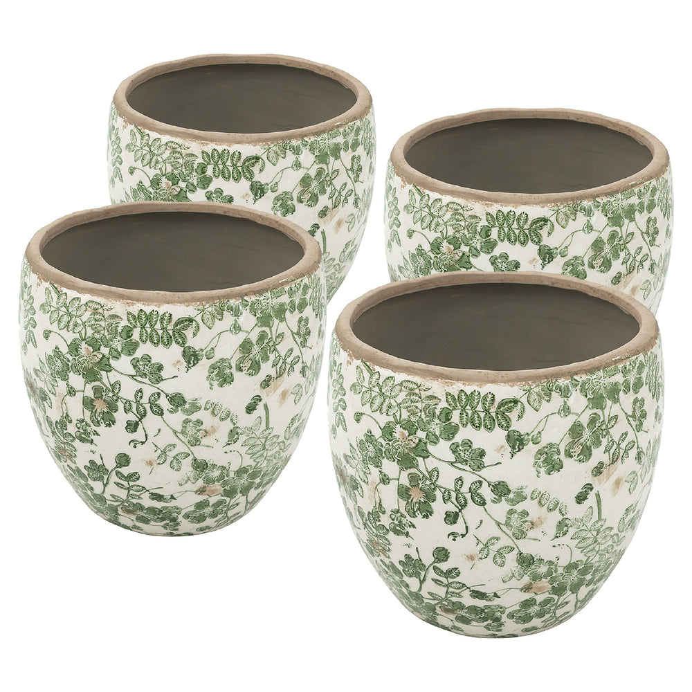 5.1x5.1x4.5' Ceramic Flower Vase with Floral Pattern, 4 Pack Media 1
