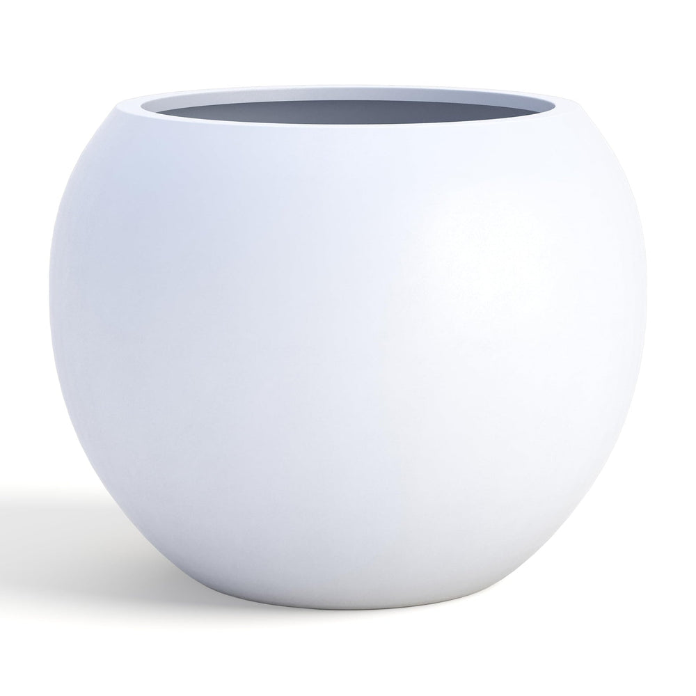 DTY Fiberstone Globe Planter Indoor Outdoor — Lightweight Sphere Ball Pot for Olive Tree, Monstera & Palm | Fiberglass Stone | UV Resistant, Drainage Hole | 2 Coco Mats | Black | 12.6