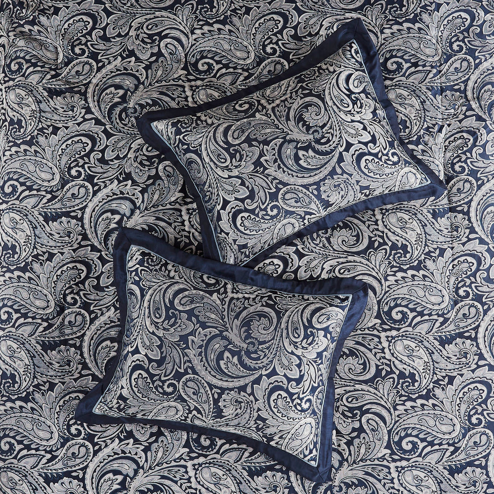 12 Piece Comforter Set with Cotton Bed Sheets Navy Queen Media 5