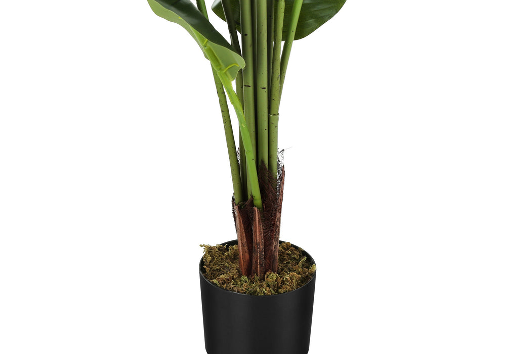 Artificial Plant, 59' Tall, Strelitzia Tree, Indoor, Faux, Fake, Floor, Greenery, Potted, Real Touch, Decorative, Green Leaves, Black Pot Media 3