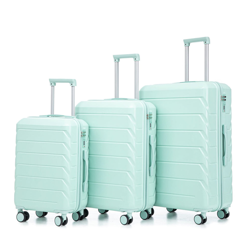 ABS Spinner Luggage Mint Green Durable 3 Piece Set & Combination Lock Media 1