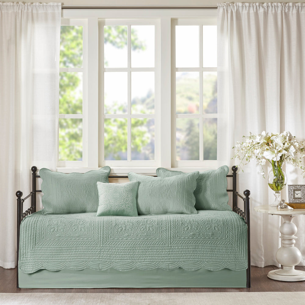 6 Piece Reversible Scalloped Edge Daybed Cover Set Seafoam Daybed Media 6