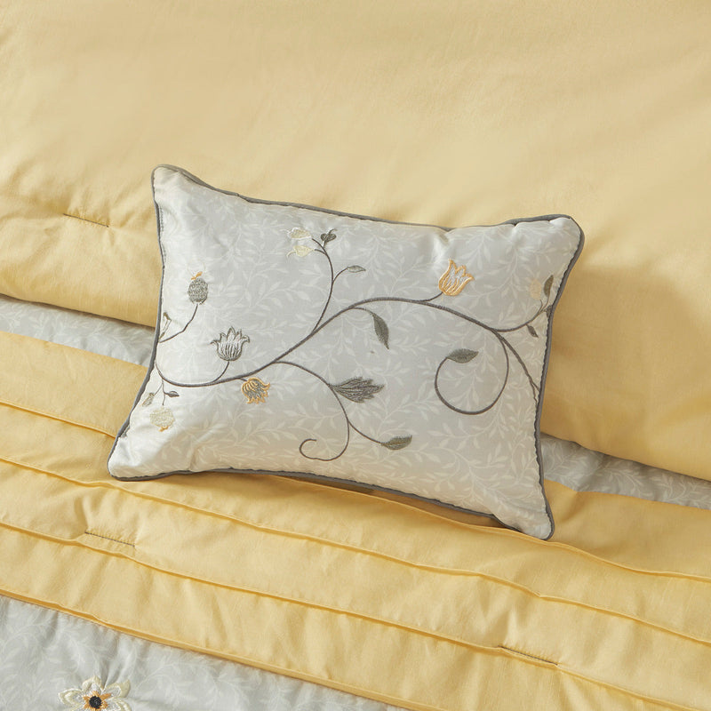Embroidered 7 Piece Comforter Set Yellow Queen