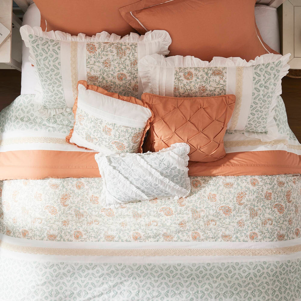 9 Piece Cotton Percale Comforter Set Coral Queen Media 11