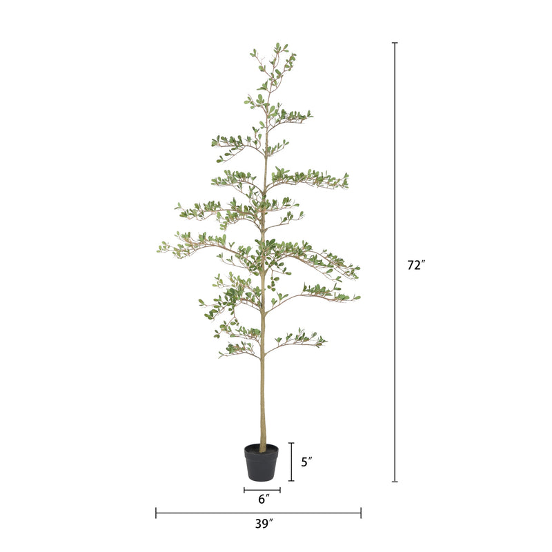 6ft Artificial Olive Tree, Realistic Faux Potted Plant in Black Pot, Indoor & Covered Outdoor Decorative Tree for Living Room and Office, 1pc/set