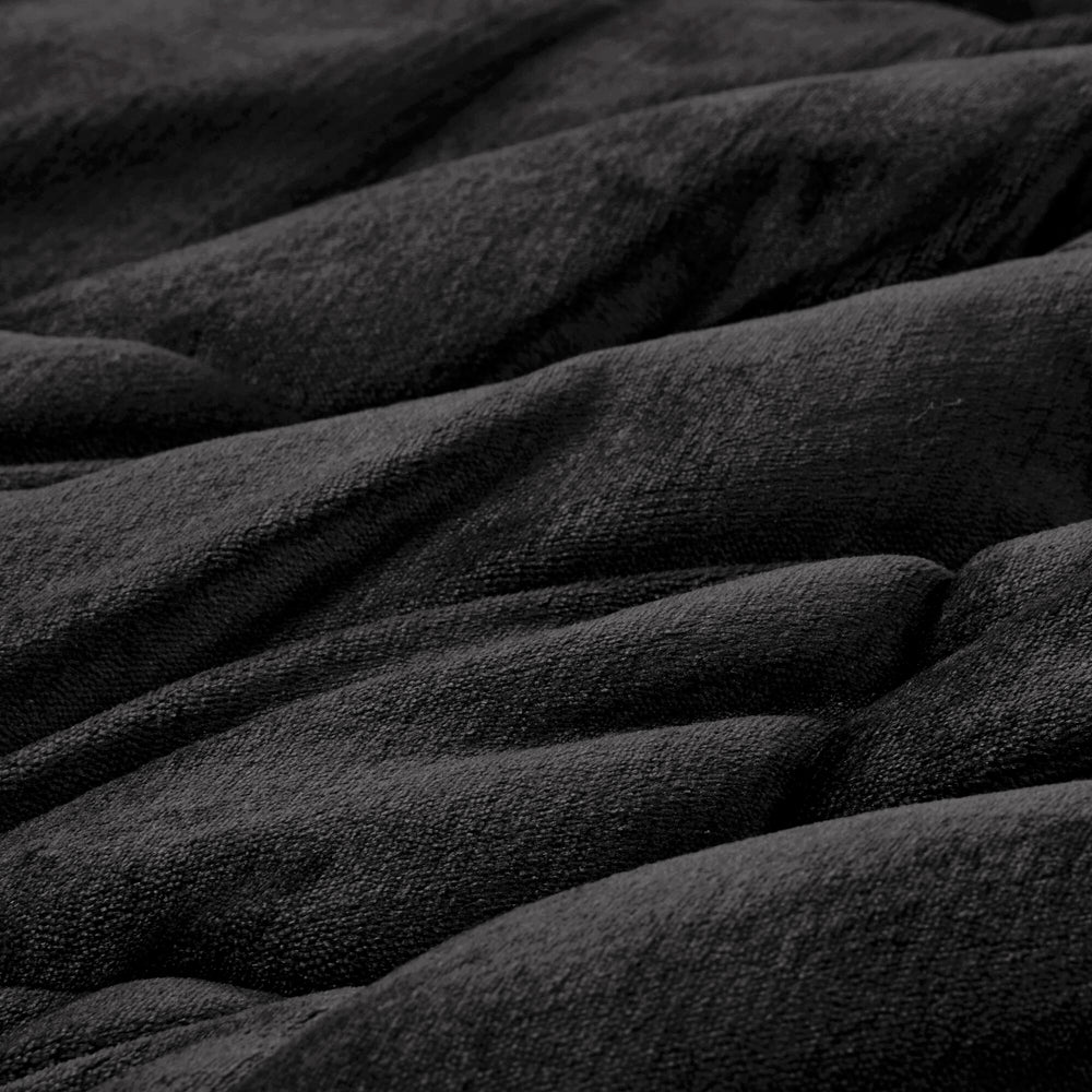 4-Piece King Plush to Sherpa Down Alternative Comforter Set,Black/Black Media 13