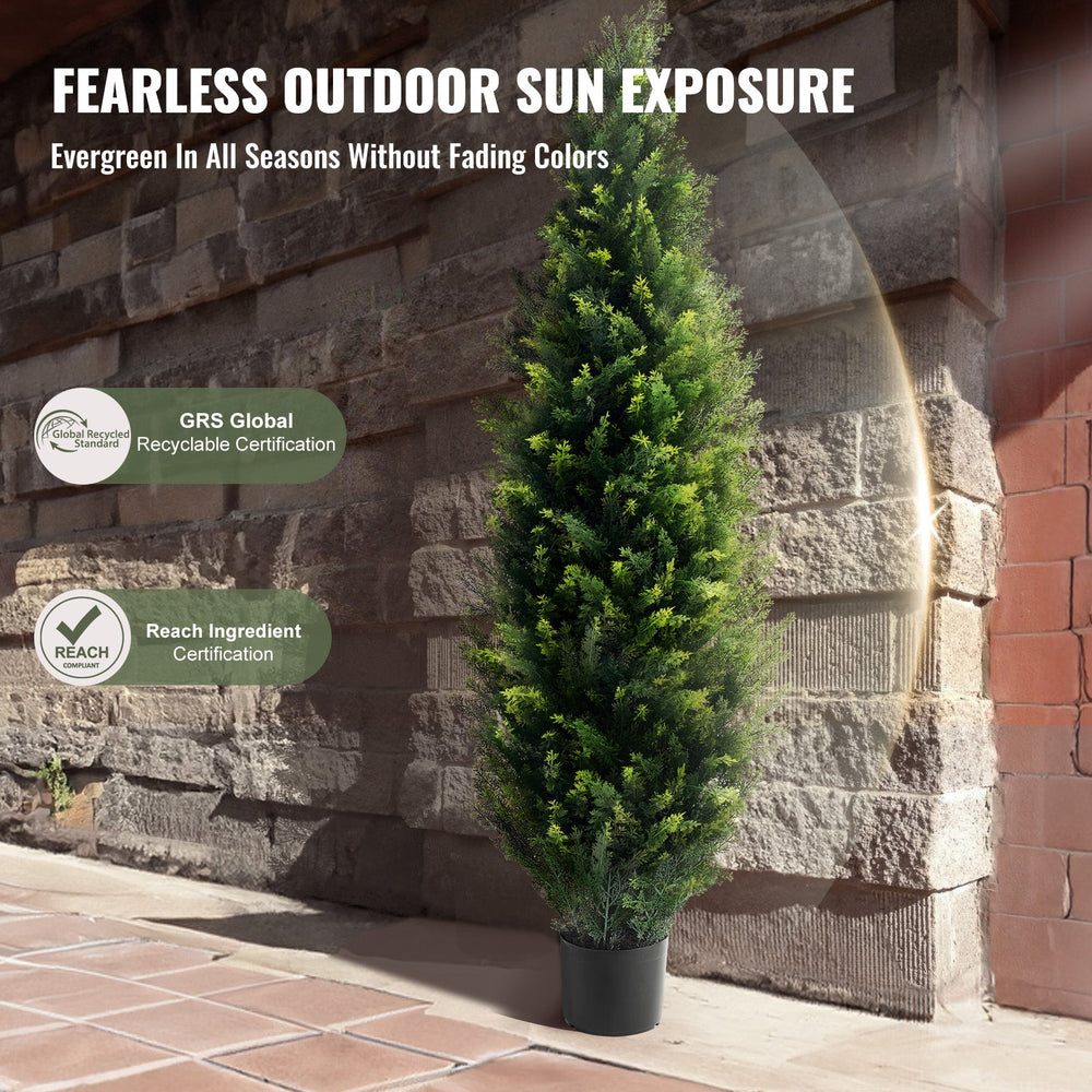 2 Pack 4' Artificial Cedar Topiary Tree Faux Plant UV Decor In/Outdoor Media 2