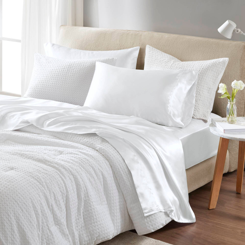 4 PCS Twin Luxury Sheet Set White Media 2