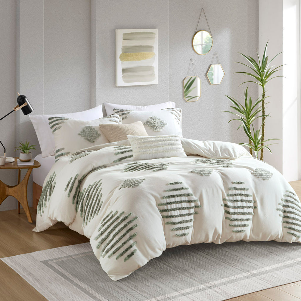 King/Cal King 3 Piece Cotton Blend Chenille Duvet Cover Set Media 18
