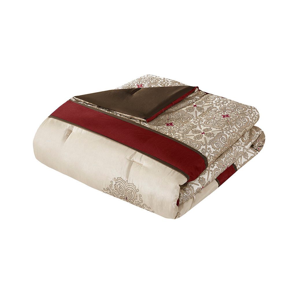 Queen 7 Piece Jacquard Comforter Set with Throw Pillows Media 14