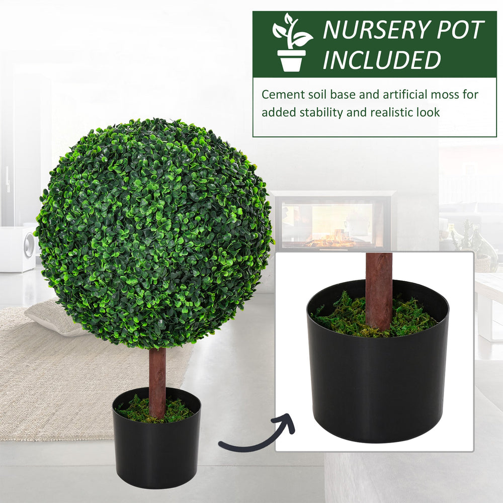 23.5' Artificial Boxwood Topiary Ball Tree, Fake Decorative Plant, Nursery Pot Included for Home, Balcony, Backyard and Garden Media 7