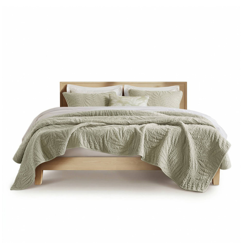 Full/Queen 3 Piece Cotton Quilt Set Sage Media 14
