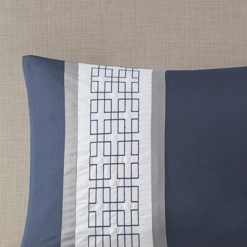 8 Piece Embroidered Comforter Set Navy Cal King Media 4