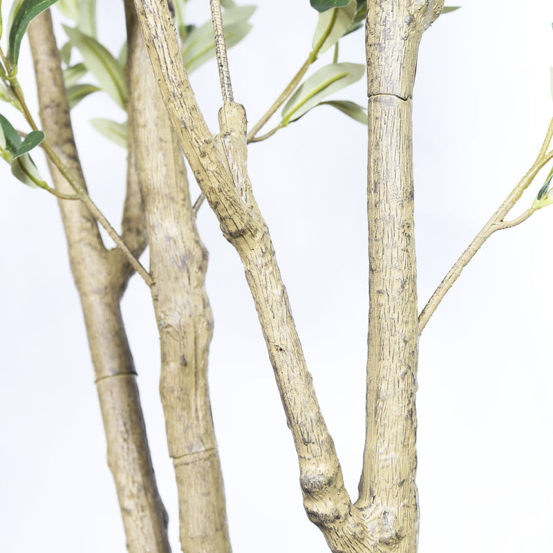 7' Artificial Olive Tree in Black Plastic Pot, 1pc/set