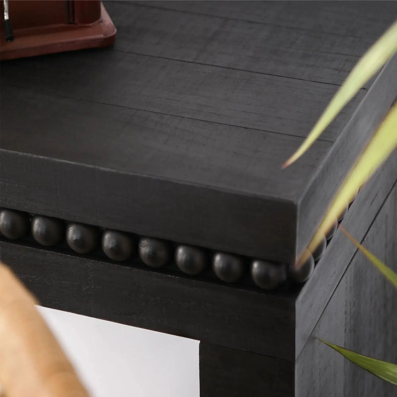 Console Table Black Wood Engineered Wood Beaded Trim Modern Entryway