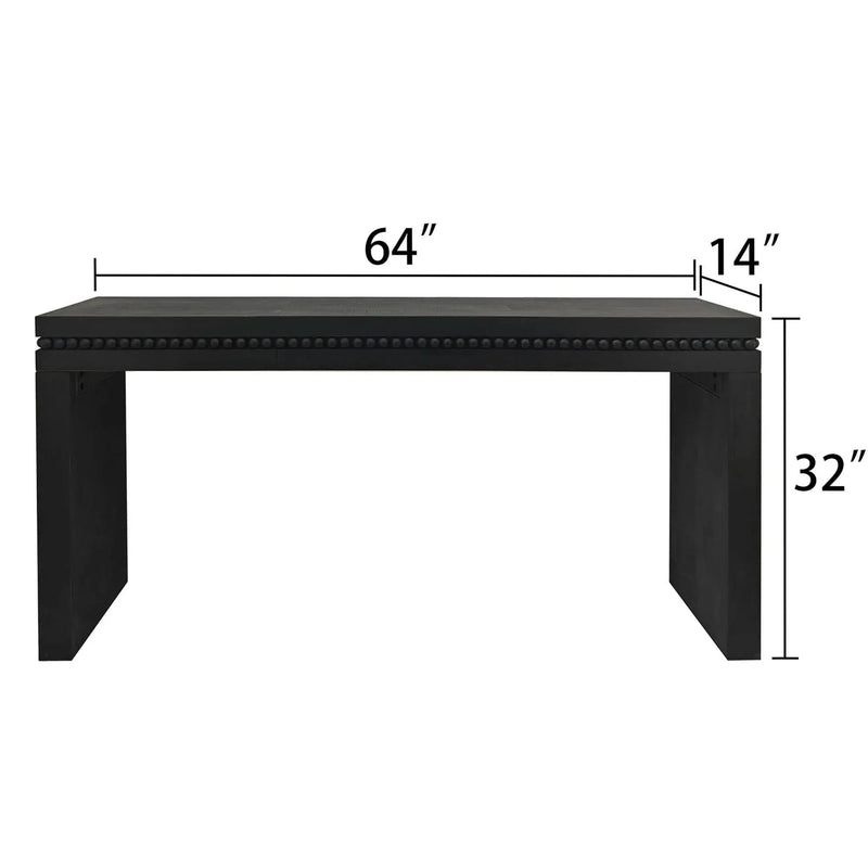 Console Table Black Wood Engineered Wood Beaded Trim Modern Entryway
