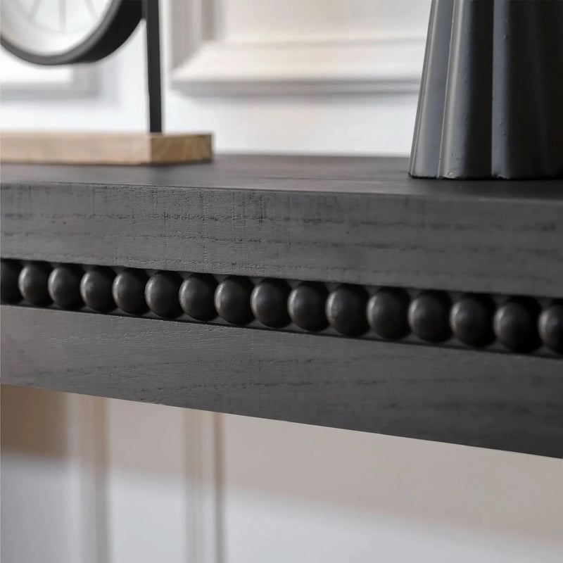 Console Table Black Wood Engineered Wood Beaded Trim Modern Entryway
