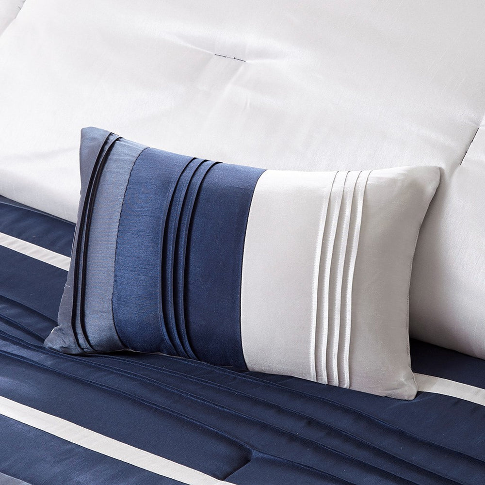 7 Piece Comforter Set Navy Queen Media 6